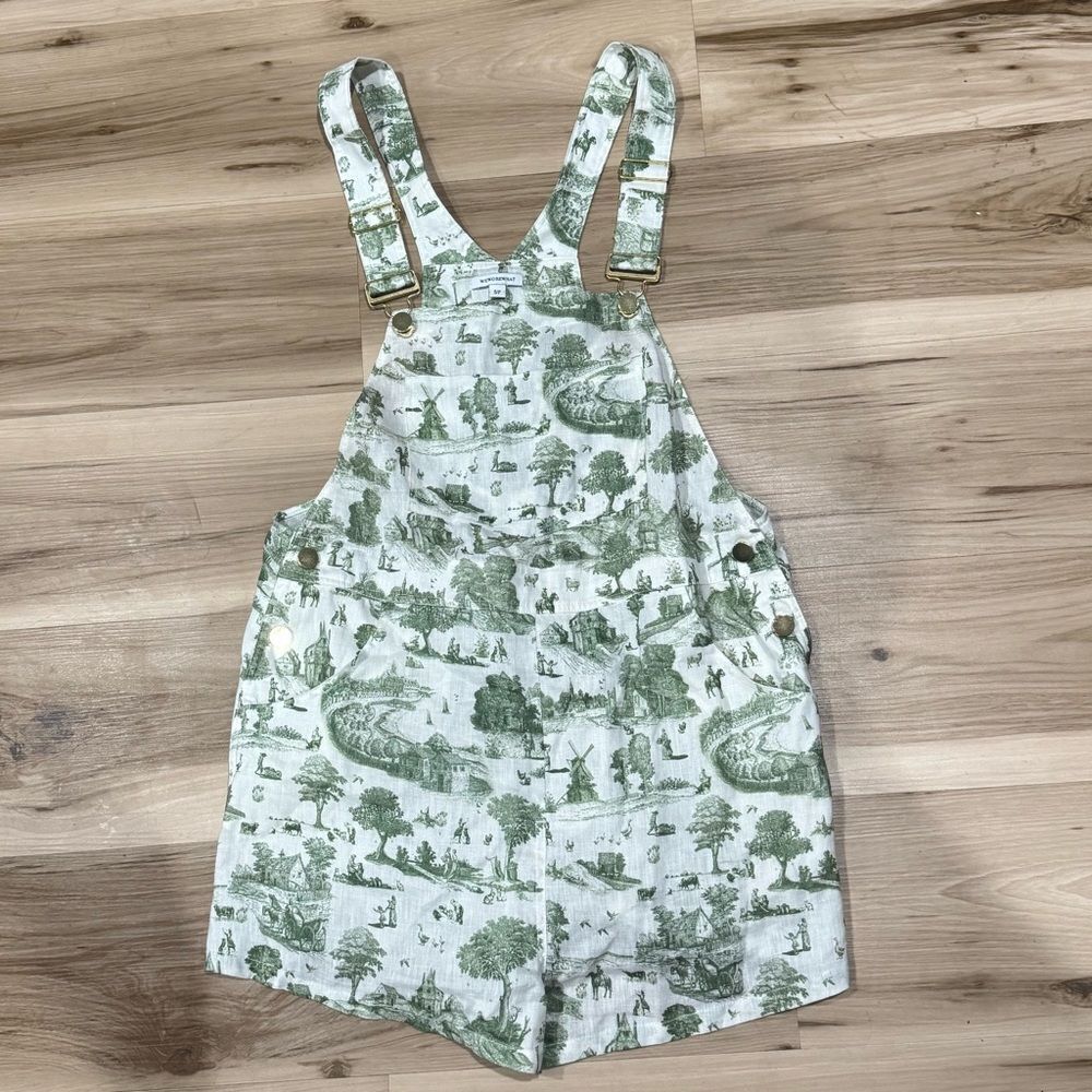 Weworewhat White Green Shortalls Overalls Women’s Small